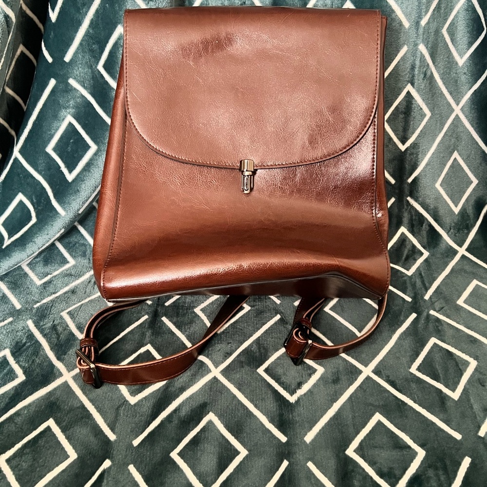 Brown Leather Men's Backpack